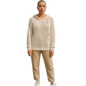 Joie‎ Sweater Womens Size S Cream Crochet Hoodie Boho Metallic Coverup Beachwear